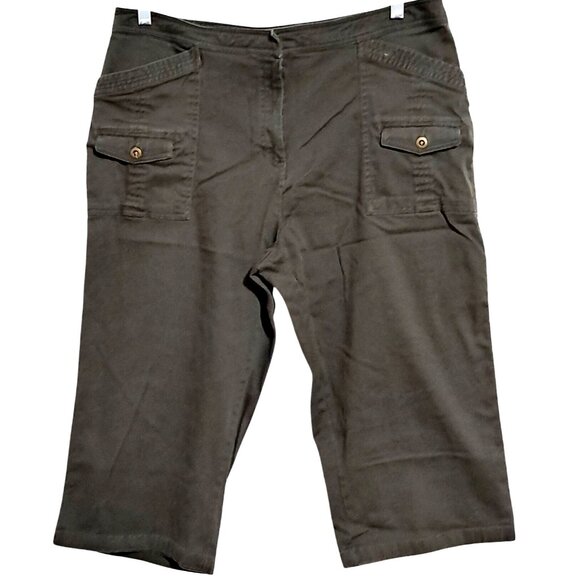 Northcrest Classic Womens Khaki Green Capri Pants Size 16 Cotton Blend - Picture 2 of 9